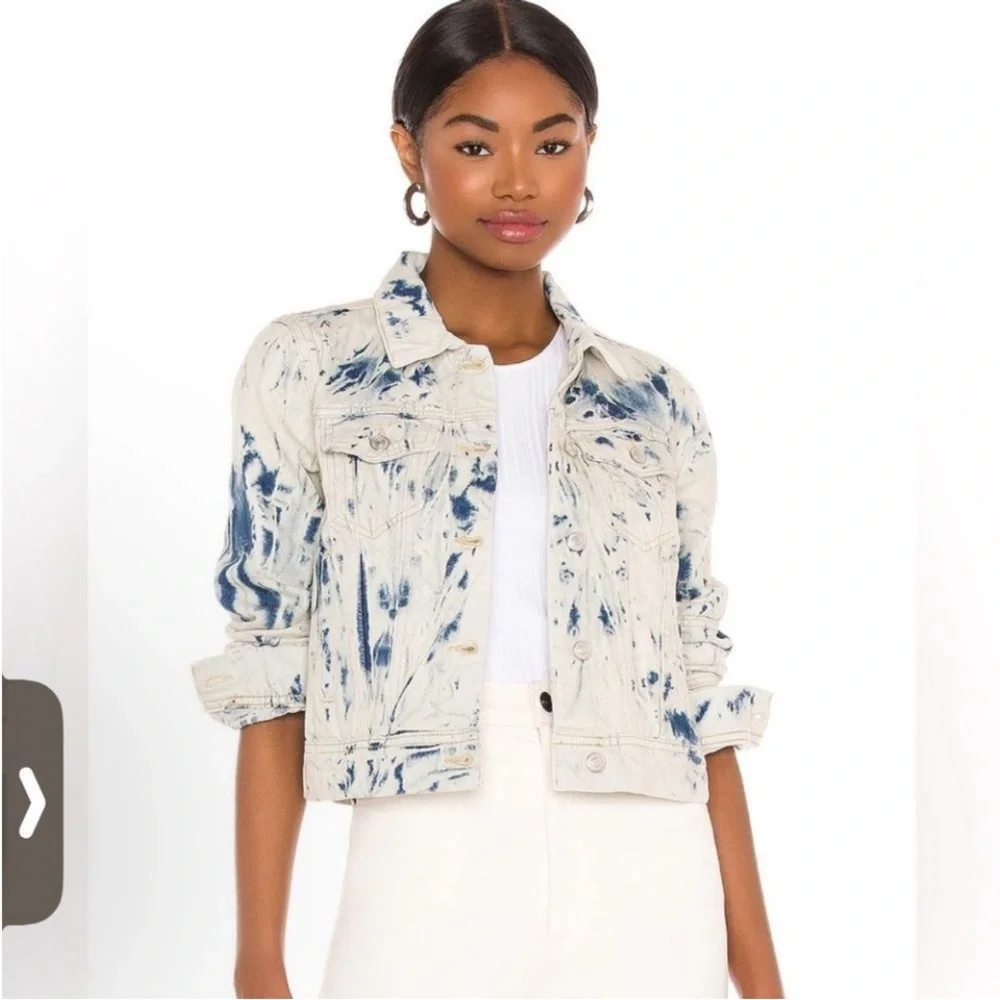 FREE People Rumors Denim Jacket in Jones Tie Dye Blue Size Small EEUC 0436 - Picture 2 of 15